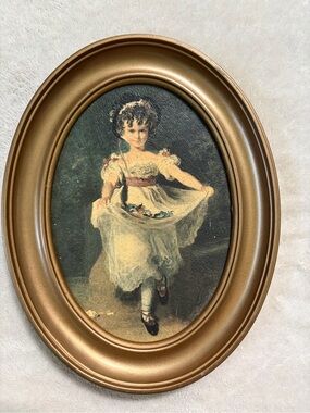 Vintage Miss Murray Little Girl Print Gold Plastic Frame